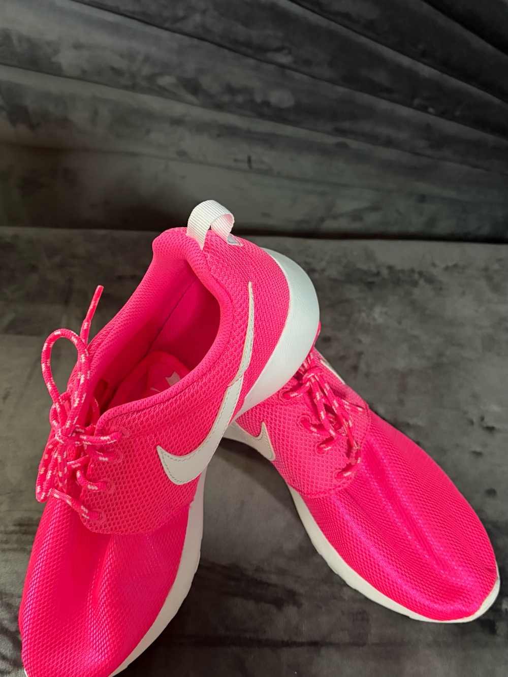 Nike Women’s Bright Pink Mesh Running Sneakers with White Swoosh